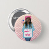 Feminist + groep ronde button 5,7 cm (Voorkant /achterkant)