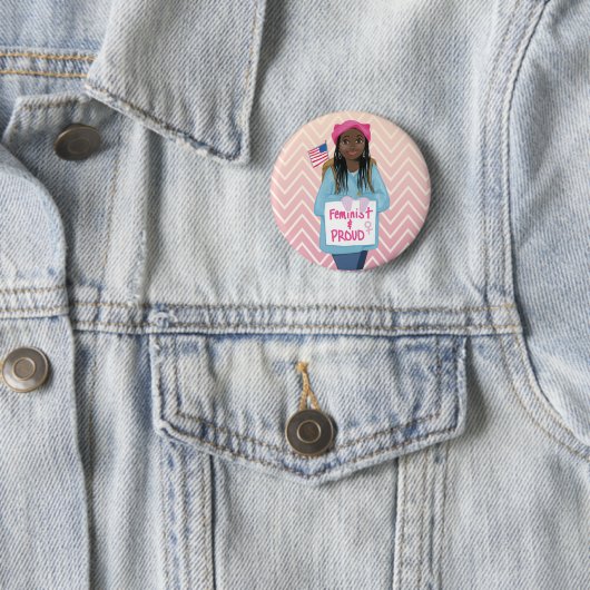 Feminist + groep ronde button 5,7 cm (In situ)