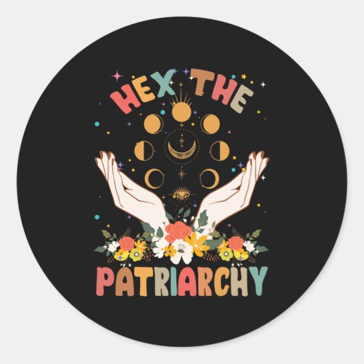 Feminist hex de patriarchy Halloween heks Ronde Sticker (Voorkant)