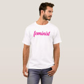 Feminist hot pink text t-shirt (Voorkant volledig)