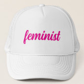 Feminist hot pink text trucker pet (Voorkant)