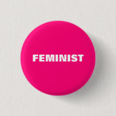 Feminist hot-roze fuchsia minimalistisch modern ronde button 3,2 cm (Voorkant)