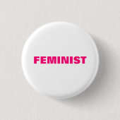 Feminist Hot roze, magenta, fuchsia button (Voorkant)