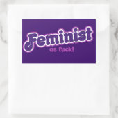 Feminist in het paarse rechthoekige sticker (Tas)