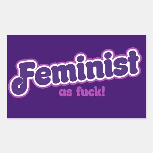 Feminist in het paarse rechthoekige sticker (Voorkant)