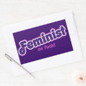 Feminist in het paarse rechthoekige sticker (Envelop)