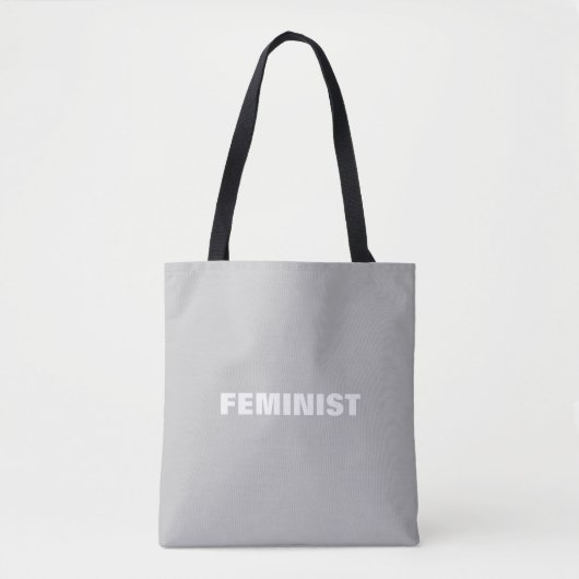 "Feminist" - lichtgrijze witte letters - canvas ta Tote Bag (Voorkant)