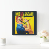 Feminist maak me een Sandwich Vierkante Klok (Huis)