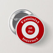 Feminist op internet (doel) ronde button 5,7 cm (Voorkant /achterkant)