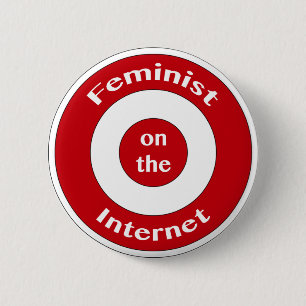 Feminist op internet (doel) ronde button 5,7 cm