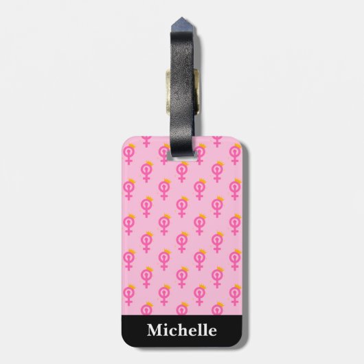 Feminist Pink Bagagelabel (Achterkant verticaal)