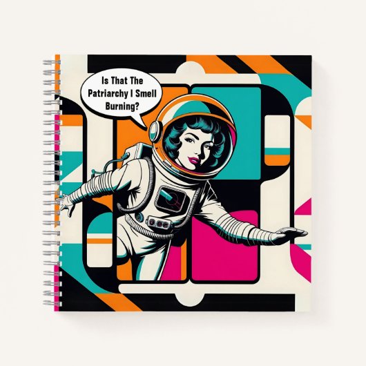 Feminist Pop Art Vrouw Astronaut Spiral Notitieboe Notitieboek (Voorkant)