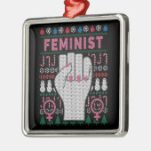 Feminist Power Ugly Christmas Sweater Metalen Ornament (Links)