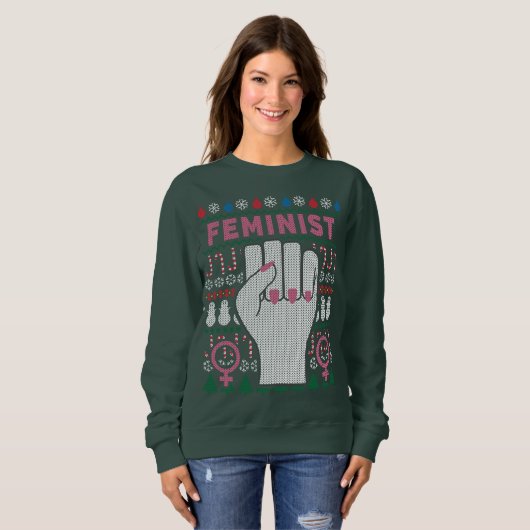 Feminist Power Ugly kerstSweatshirt Trui (Voorkant volledig)