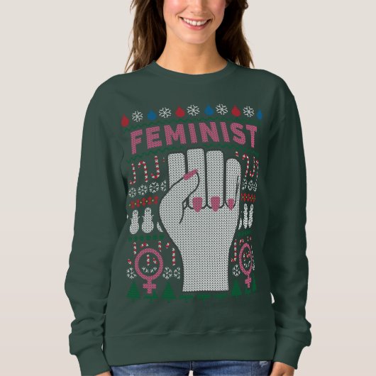 Feminist Power Ugly kerstSweatshirt Trui (Voorkant)