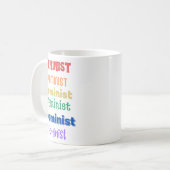 Feminist Pride - Leuk lettertype - T-shirt Koffiemok (Voorkant links)