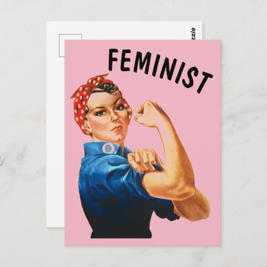 FEMINIST ROSIE DE BRIEFKAARTEN VAN DE RIVETER (Voorkant / Achterkant)