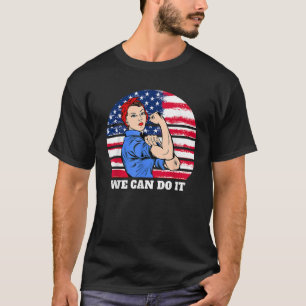 Feminist Rosie De Riveter Patriottische Vlag van d T-shirt