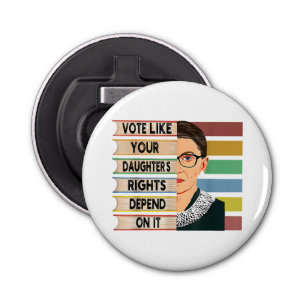 feminist Ruth Bader Ginsburg RBG citeert meisje me Button Flesopener