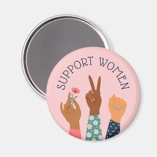 Feminist "Steun voor vrouwen" Magneet (Voorkant / Achterkant)