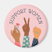 Feminist "Steun voor vrouwen" Magneet (Voorkant)
