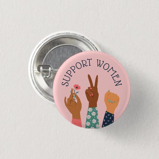 Feminist "Steun voor vrouwen" Ronde Button 3,2 Cm (Voorkant /achterkant)