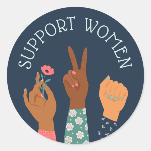 Feminist "Steun voor vrouwen" Ronde Sticker (Voorkant)