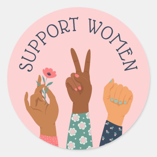 Feminist "Steun voor vrouwen" Ronde Sticker (Voorkant)