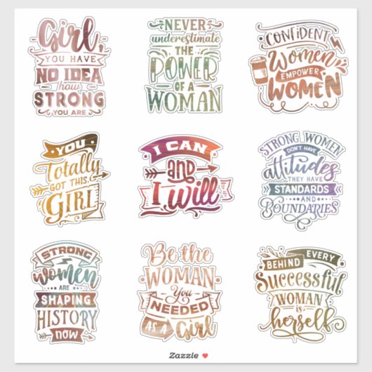 Feminist Strong Women Motivatie hand Lettered Sticker (Vel)