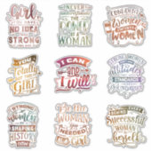 Feminist Strong Women Motivatie hand Lettered Sticker (Voorkant)