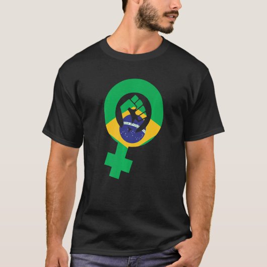 Feminist Symbol Brazil Flag T-shirt (Voorkant)