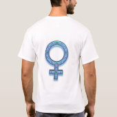 Feminist T-Shirt: Feministisch symbool, blauw geva T-shirt (Achterkant)