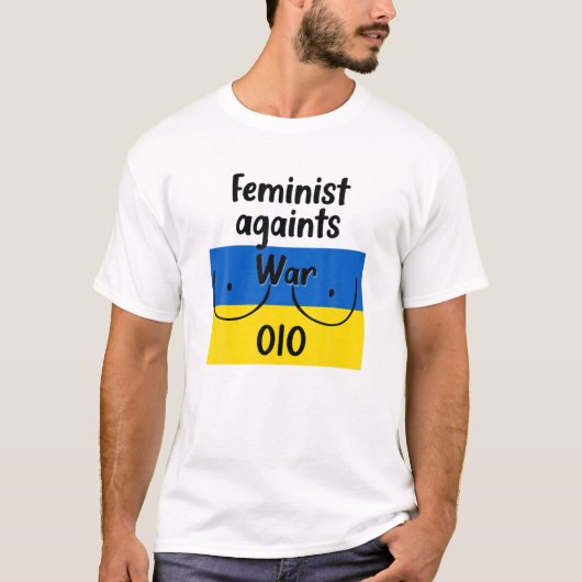 Feminist tegen oorlog Ik sta achter Oekraïne T-shirt (Voorkant)