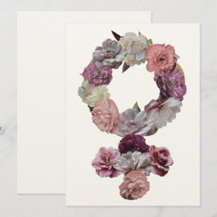 Feminist - Venussymbool voor vrouwen met bloemen