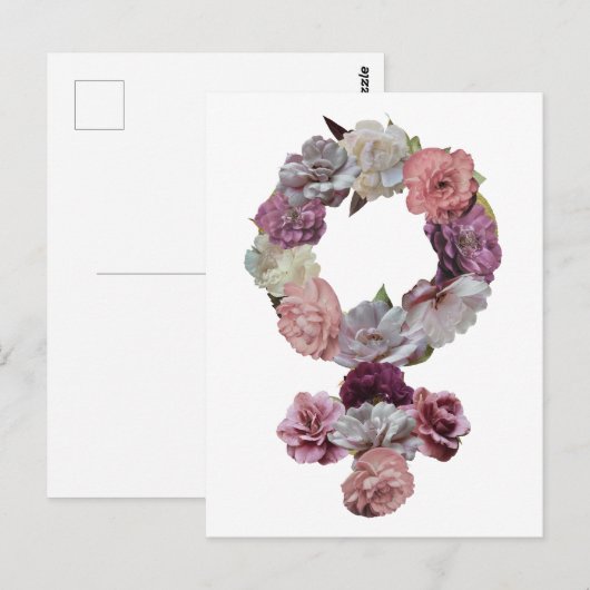 Feminist - Venussymbool voor vrouwen met bloemen Briefkaart (Voorkant / Achterkant)