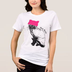 Feminist Verzet Kat Roze Pet Blijf Nasty Siamese Tri-Blend Shirt