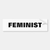 "feminist" wit zwart bumpersticker (Voorkant)