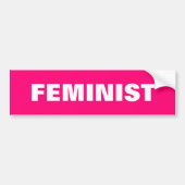 "feminist" witte magenta, fuchsia, hot roze auto bumpersticker (Voorkant)