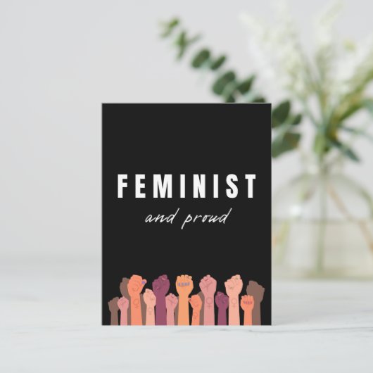 feministe en trots briefkaart (Staand voorkant)