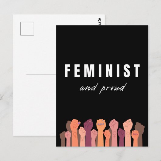 feministe en trots briefkaart (Voorkant / Achterkant)