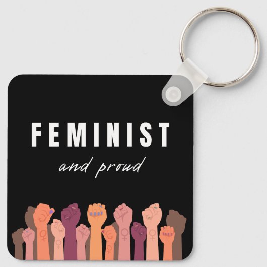 feministe en trots sleutelhanger (Achterkant)