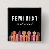feministe en trots vierkante button 5,1 cm (Voorkant)