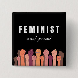feministe en trots vierkante button 5,1 cm