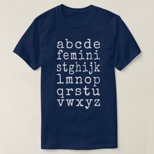 Feministisch alfabet V T-shirt (Design voorkant)