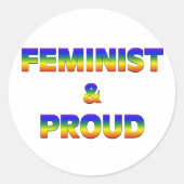Feministisch en trots ronde sticker (Voorkant)