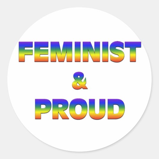 Feministisch en trots ronde sticker (Voorkant)