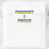 Feministisch en trots ronde sticker (Tas)