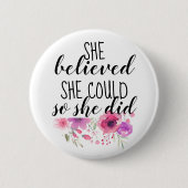 Feministisch Inspirerend Citaat Floral Ronde Button 5,7 Cm (Voorkant)