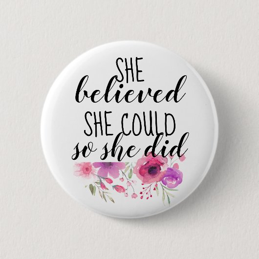 Feministisch Inspirerend Citaat Floral Ronde Button 5,7 Cm (Voorkant)