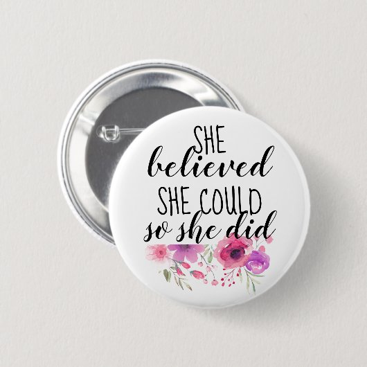 Feministisch Inspirerend Citaat Floral Ronde Button 5,7 Cm (Voorkant /achterkant)